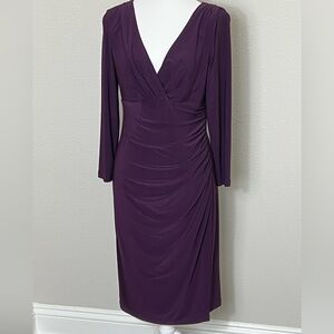 Lauren Ralph Lauren Elegant Plum V-Neck long sleeve Dress
